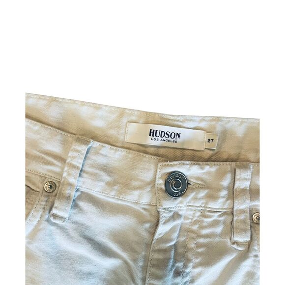 Hudson Jeans Rosie High Rise Wide Leg Crop Pant, Linen Blend, White, Sz 27 - Picture 3 of 4